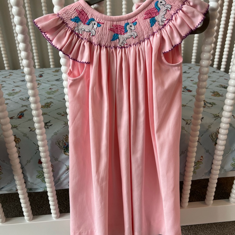Pink Unicorn  Smocked dress